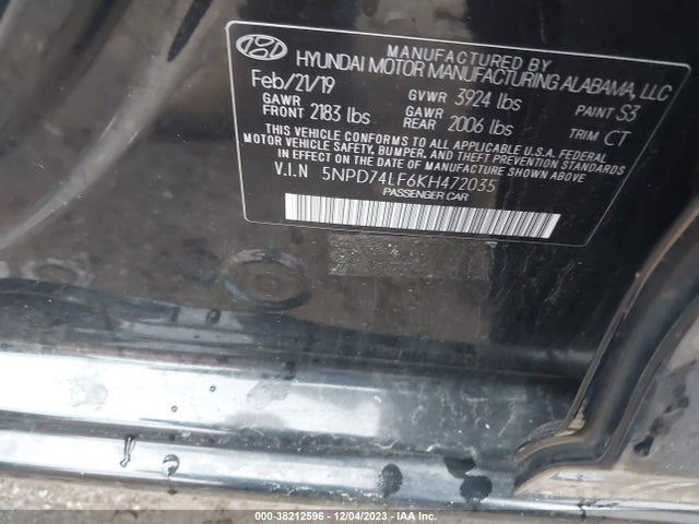 Hyundai ELANTRA SE 2019 5NPD74LF6KH472035 Image 9