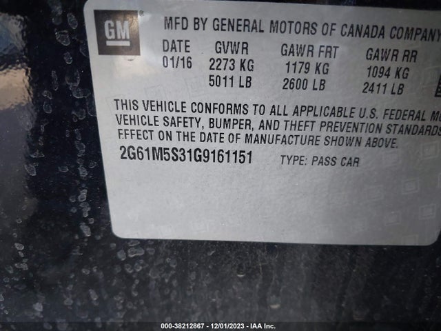 2G61M5S31G9161151 Cadillac Xts Luxury Collection