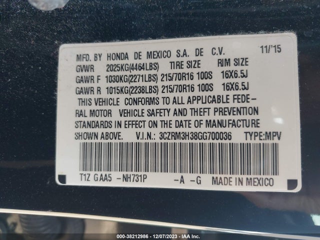 Honda CR-V LX 2016 3CZRM3H38GG700036 Image 9