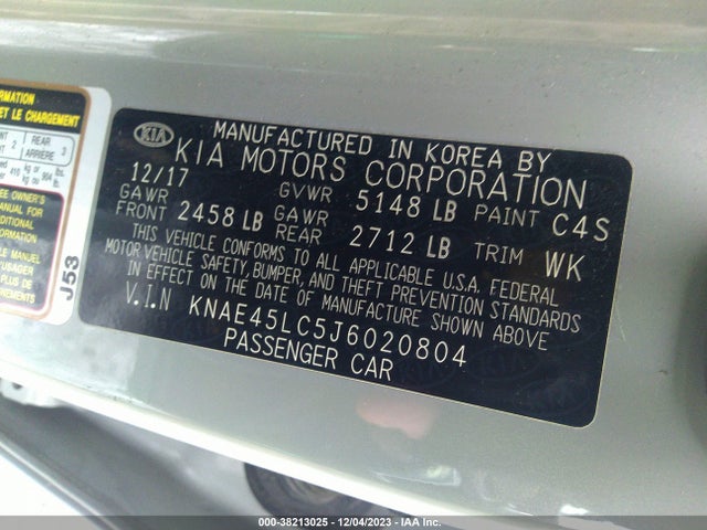 2018 KIA STINGER GT1 VIN: KNAE45LC5J6020804