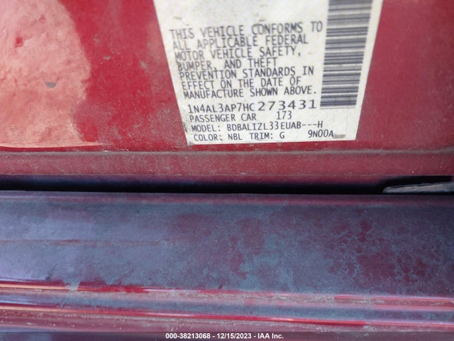 2017 NISSAN ALTIMA 2.5 SV VIN: 1N4AL3AP7HC273431