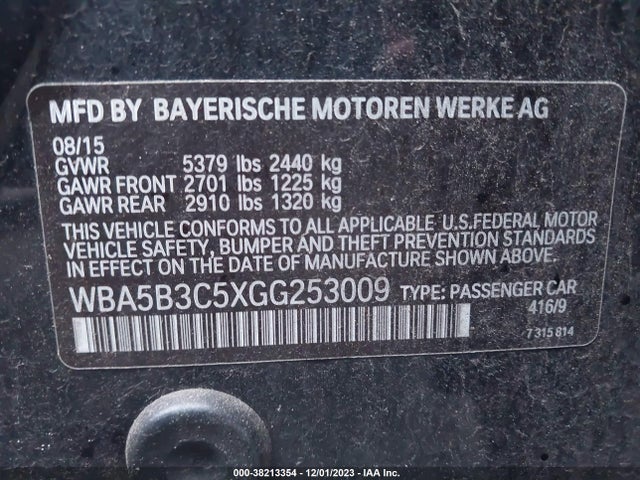 BMW 535i Xdrive 2016 WBA5B3C5XGG253009 Image 9