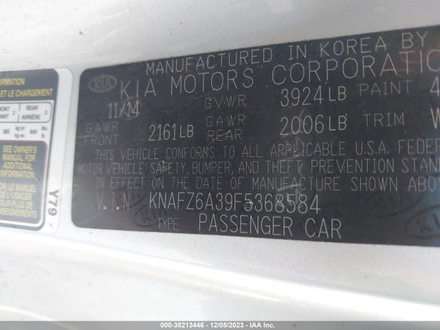 KIA Forte Koup Sx 2015 KNAFZ6A39F5368584 Image 9