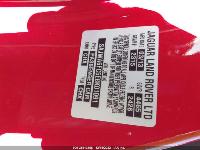 2014 JAGUAR F-TYPE SAJWA6FC5E8K01091 Photo 8