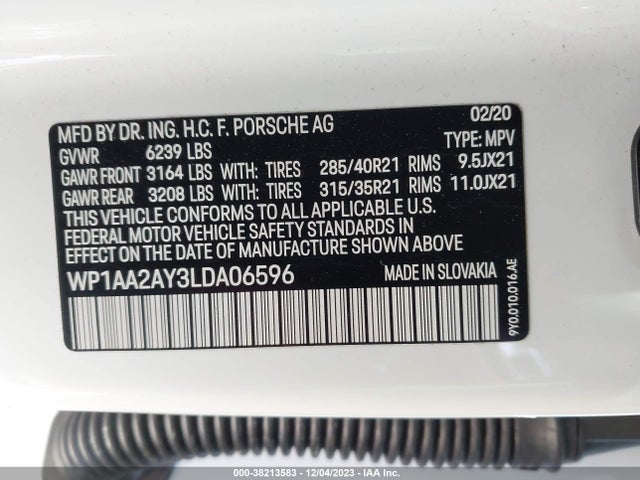 2020 PORSCHE CAYENNE WP1AA2AY3LDA06596 Photo 8