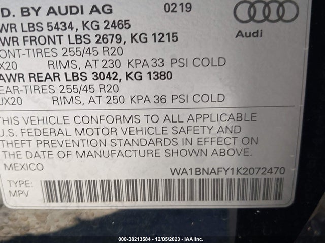 WA1BNAFY1K2072470 Audi Q5 45 Premium