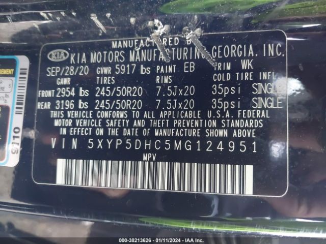 5XYP5DHC5MG124951 KIA Telluride Sx