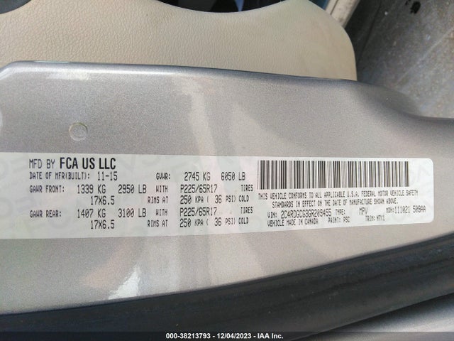 Dodge Grand Caravan Sxt 2016 2C4RDGCG3GR209455 Image 9