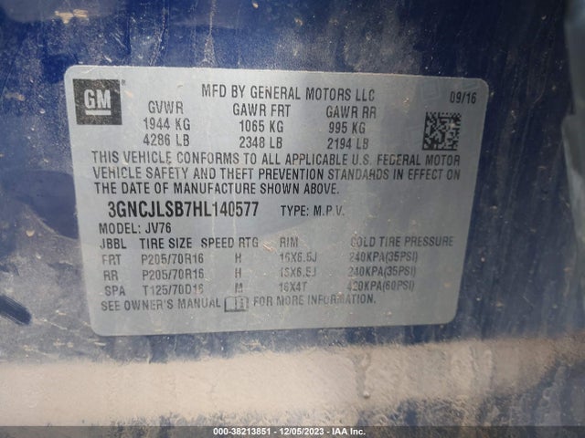 Chevrolet Trax Lt 2017 3GNCJLSB7HL140577 Image 9