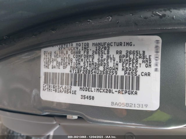 2004 TOYOTA AVALON XLS VIN: 4T1BF28B54U358259