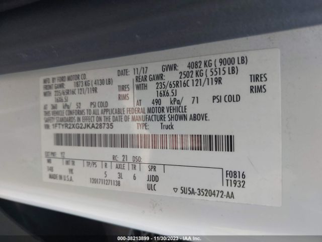 2018 FORD TRANSIT VAN 1FTYR2XG2JKA28735 Photo 8