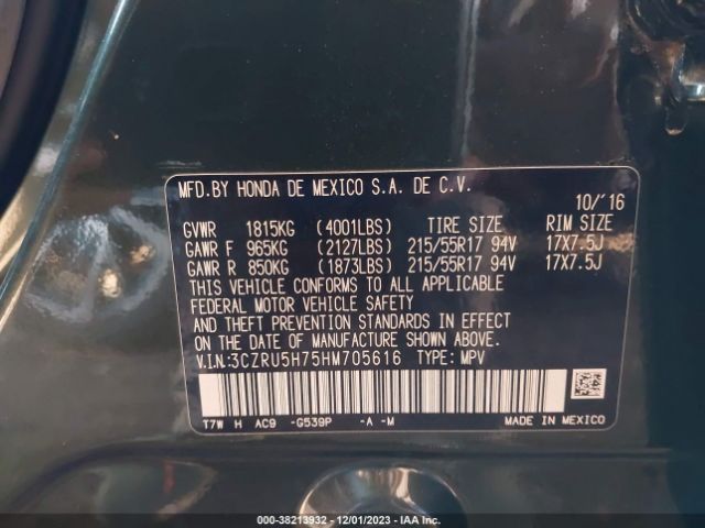 3CZRU5H75HM705616 Honda Hr-v Ex-l