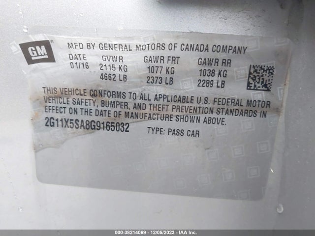 Chevrolet Impala 1fl 2016 2G11X5SA8G9165032 Image 9