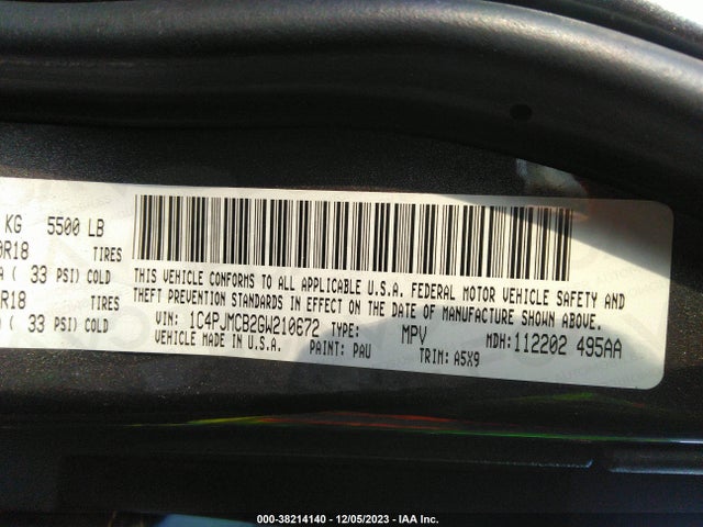 2016 JEEP CHEROKEE ALTITUDE VIN: 1C4PJMCB2GW210672