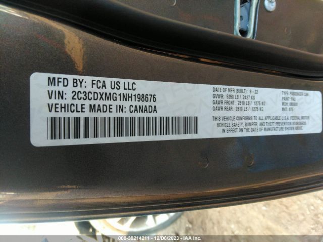 2C3CDXMG1NH198676 Dodge Charger Gt Awd