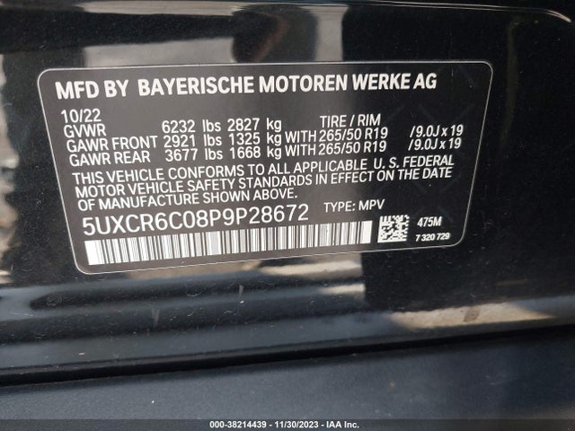 BMW X5 Xdrive40i 2023 5UXCR6C08P9P28672 Image 9