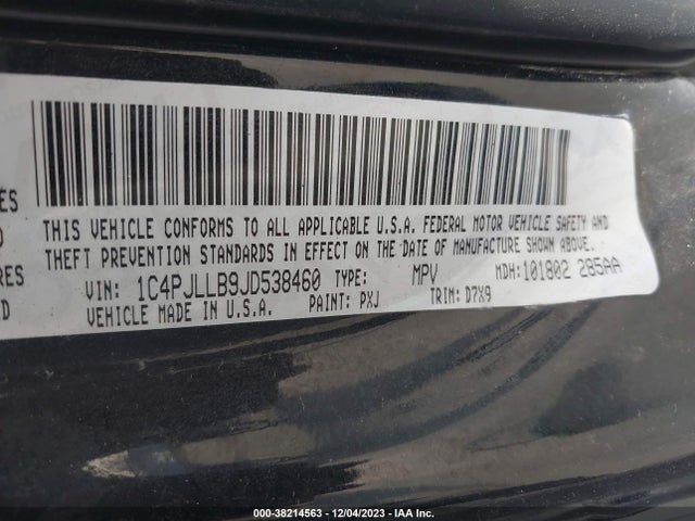 1C4PJLLB9JD538460 Jeep Cherokee Latitude Plus Fwd