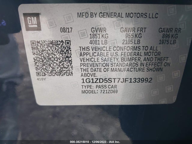 Chevrolet MALIBU LT 2018 1G1ZD5ST7JF133992 Image 9
