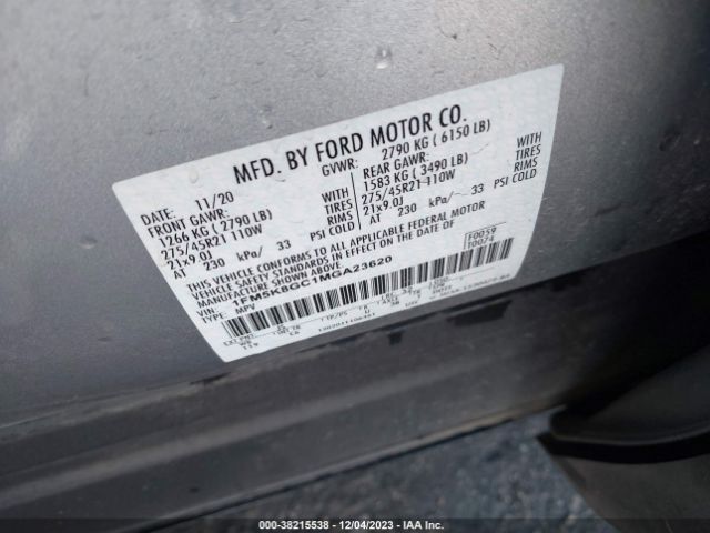 1FM5K8GC1MGA23620 Ford Explorer St