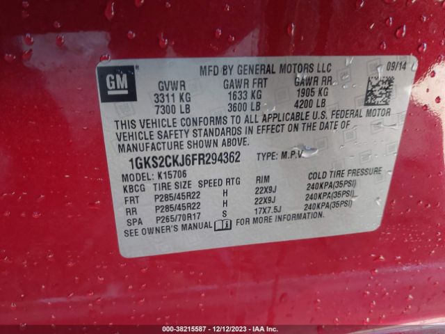 1GKS2CKJ6FR294362 GMC YUKON DENALI