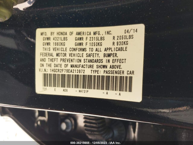 Honda ACCORD EX 2014 1HGCR2F79EA213972 Image 9