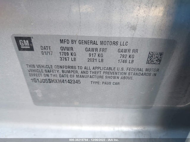 Chevrolet Sonic Lt Auto 2017 1G1JD5SHXH4142345 Image 9