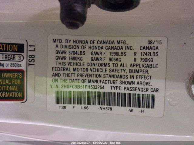 2HGFG3B51FH533254 Honda Civic Lx