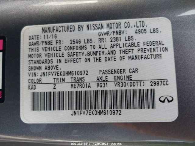 JN1FV7EK0HM610972 Infiniti Q60 3.0t Red Sport 400