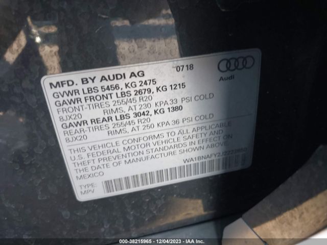 2018 AUDI Q5 WA1BNAFY2J2223850 Photo 8