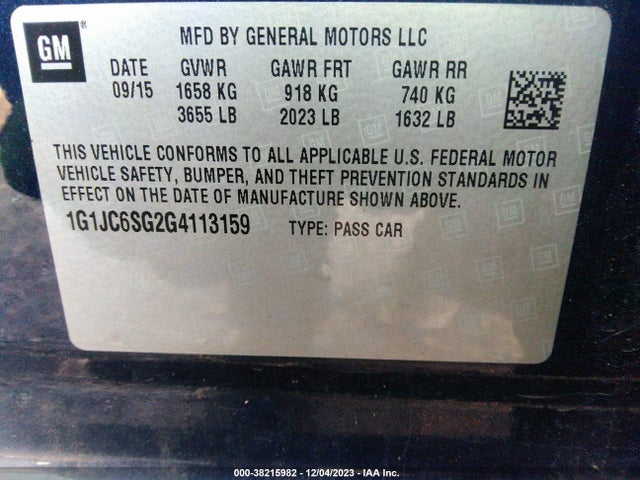 Chevrolet Sonic Lt Auto 2016 1G1JC6SG2G4113159 Image 9