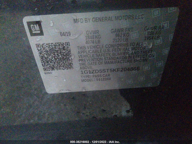 Chevrolet MALIBU LT 2019 1G1ZD5ST5KF204866 Image 9