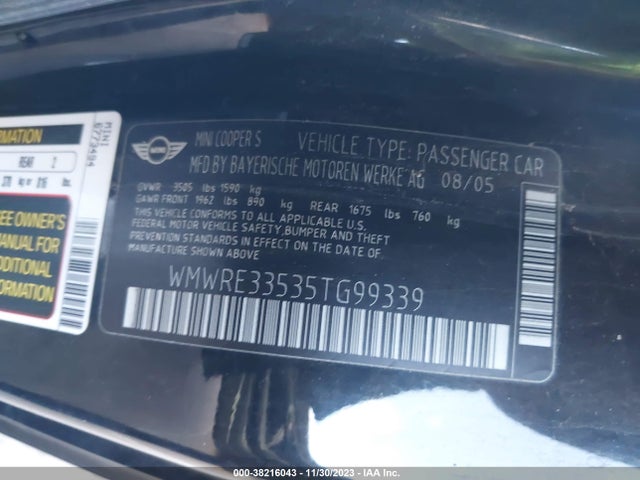 2005 MINI COOPER S WMWRE33535TG99339 Photo 8