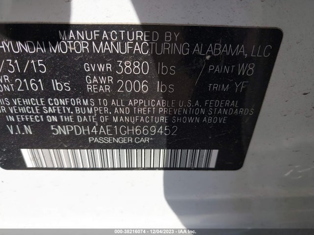 Hyundai ELANTRA SE 2016 5NPDH4AE1GH669452 Image 9