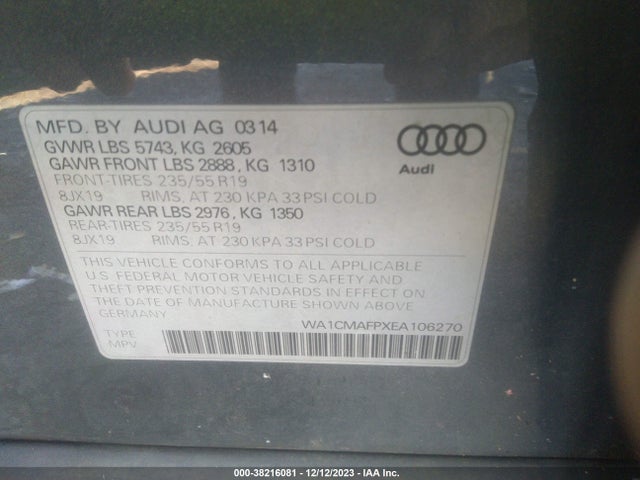 WA1CMAFPXEA106270 Audi Q5 3.0 Tdi Premium Plus