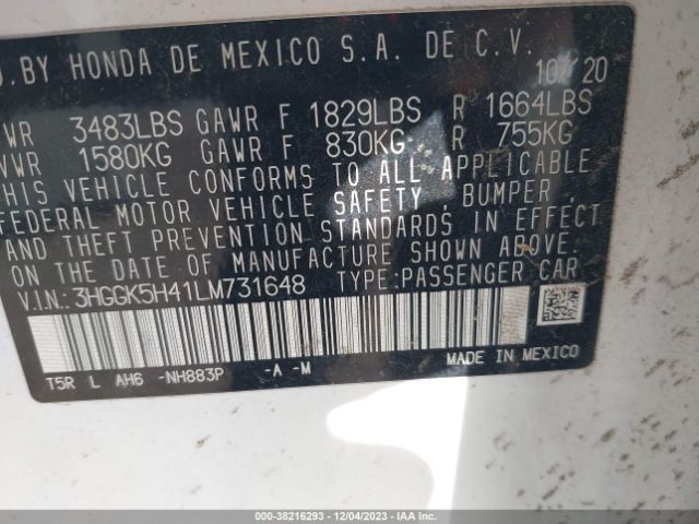 3HGGK5H41LM731648 Honda FIT LX