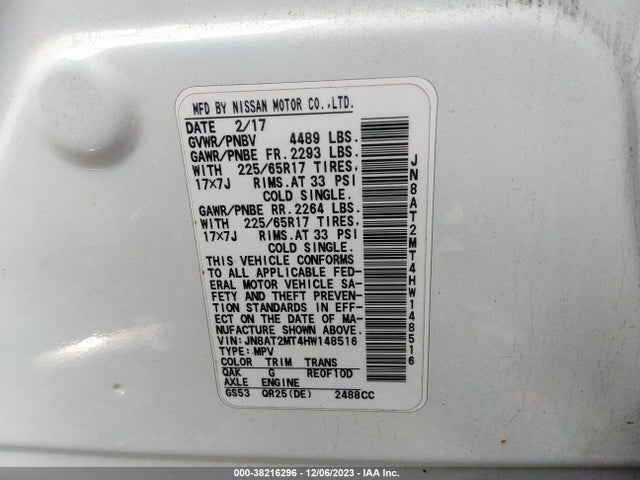 Nissan ROGUE S 2017 JN8AT2MT4HW148516 Image 9