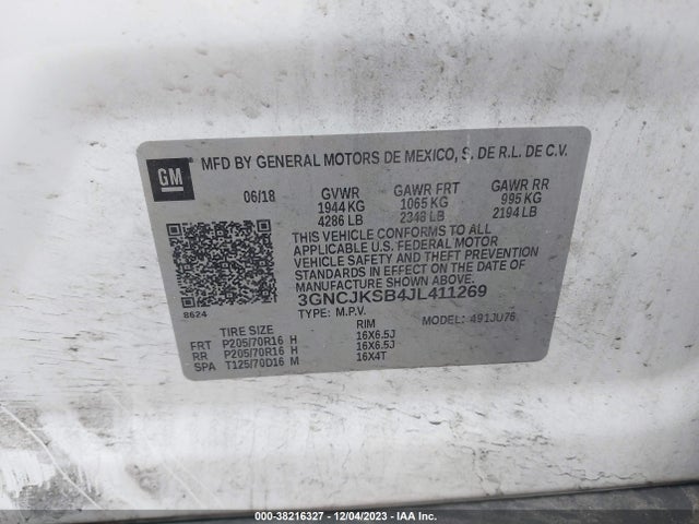 Chevrolet TRAX LS 2018 3GNCJKSB4JL411269 Image 9