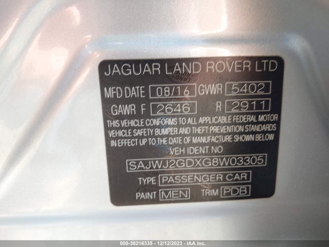 2016 JAGUAR XJ SAJWJ2GDXG8W03305 Photo 8