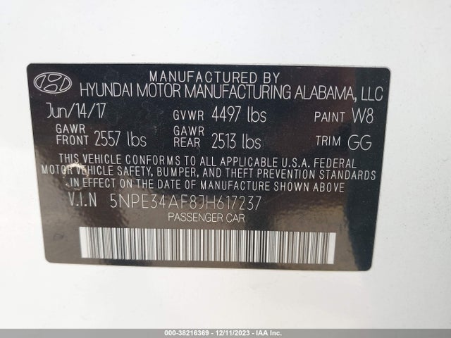 Hyundai SONATA SEL 2018 5NPE34AF8JH617237 Image 9