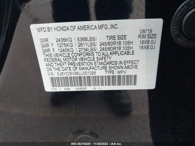 Acura Mdx Standard 2020 5J8YD3H36LL001326 Image 9