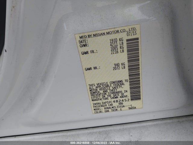 Nissan Altima 2.5 Sv 2015 1N4AL3AP1FC482452 Image 9