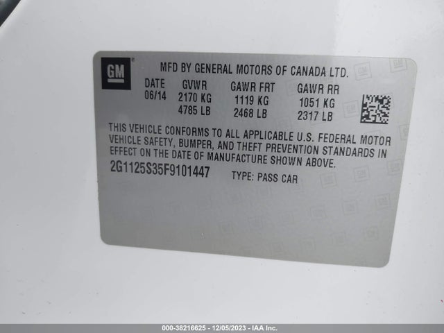 Chevrolet Impala 2lt 2015 2G1125S35F9101447 Image 9