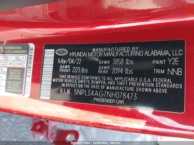 Hyundai ELANTRA SEL 2022 5NPLS4AG7NH078473 Image 9