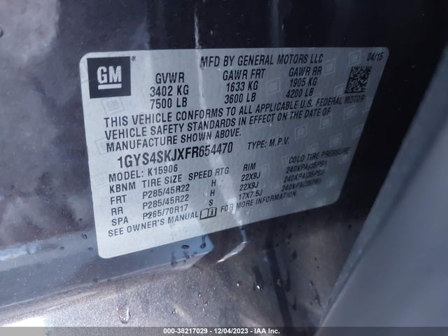 1GYS4SKJXFR654470 Cadillac Escalade Esv Luxury