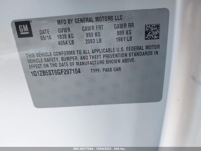 Chevrolet MALIBU LS 2016 1G1ZB5ST6GF297104 Image 9