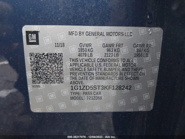 Chevrolet MALIBU LT 2019 1G1ZD5ST3KF128242 Image 9