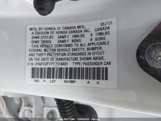 Honda CIVIC EX 2017 2HGFC2F77HH516401 Image 9