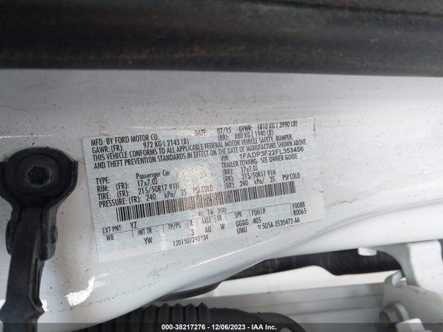 2015 FORD FOCUS SE VIN: 1FADP3F22FL353456