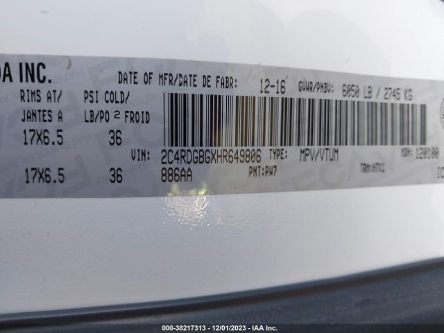 2C4RDGBGXHR649806 Dodge Grand Caravan Cvp/sxt