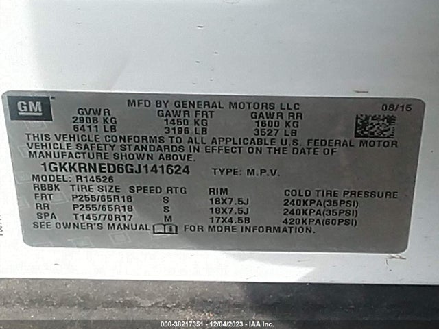 GMC Acadia Sle-1 2016 1GKKRNED6GJ141624 Image 9